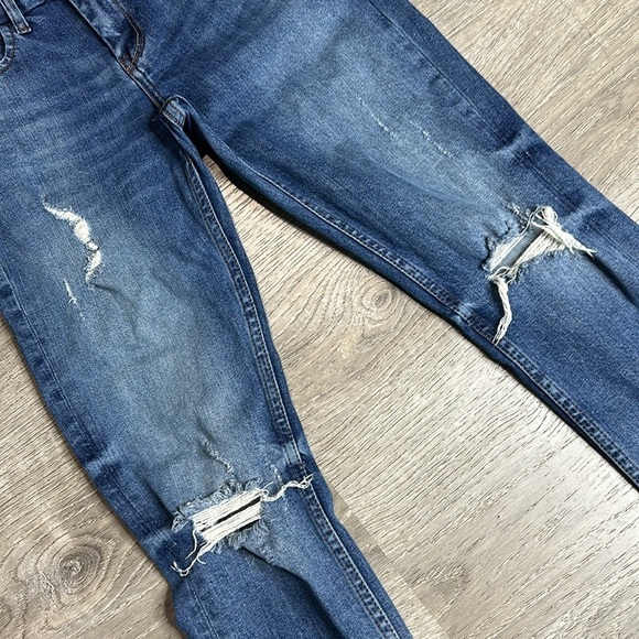 Zara Basic Z1975 Denim Women’s Mid-Rise Distressed Crop Straight Leg Jeans Sz 2 - Picture 3 of 12